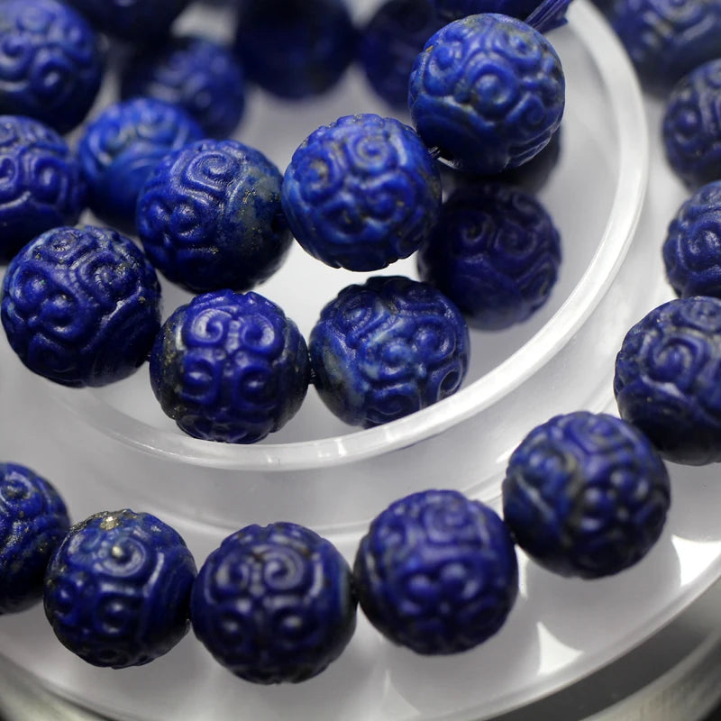 Natural Imperial Blue Lapis Lazuli Carved Loose Beads Stone Afghanistan Origin Fashion Jewelry DIY Auspicious Prestyle & Meihan