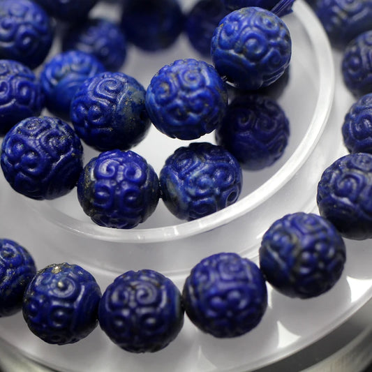 Natural Imperial Blue Lapis Lazuli Carved Loose Beads Stone Afghanistan Origin Fashion Jewelry DIY Auspicious Prestyle & Meihan