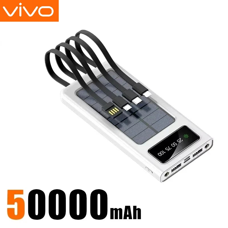 VIVO 5000000mAh Solar Power Bank Portable High Capacity Fast Charge External Battery with Flashlight Powerbank for All Phones