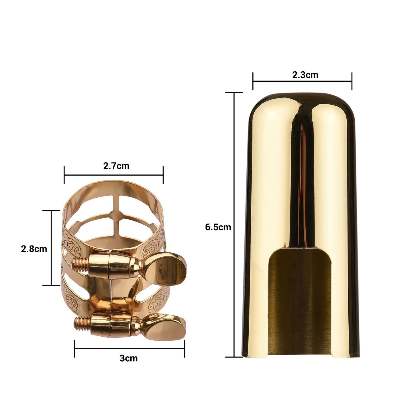 Copper Double Screw Adjustment Saxophone Ligature Compact Sax Ligature with Mouthpiece Cap for Alto Saxophone Accessories