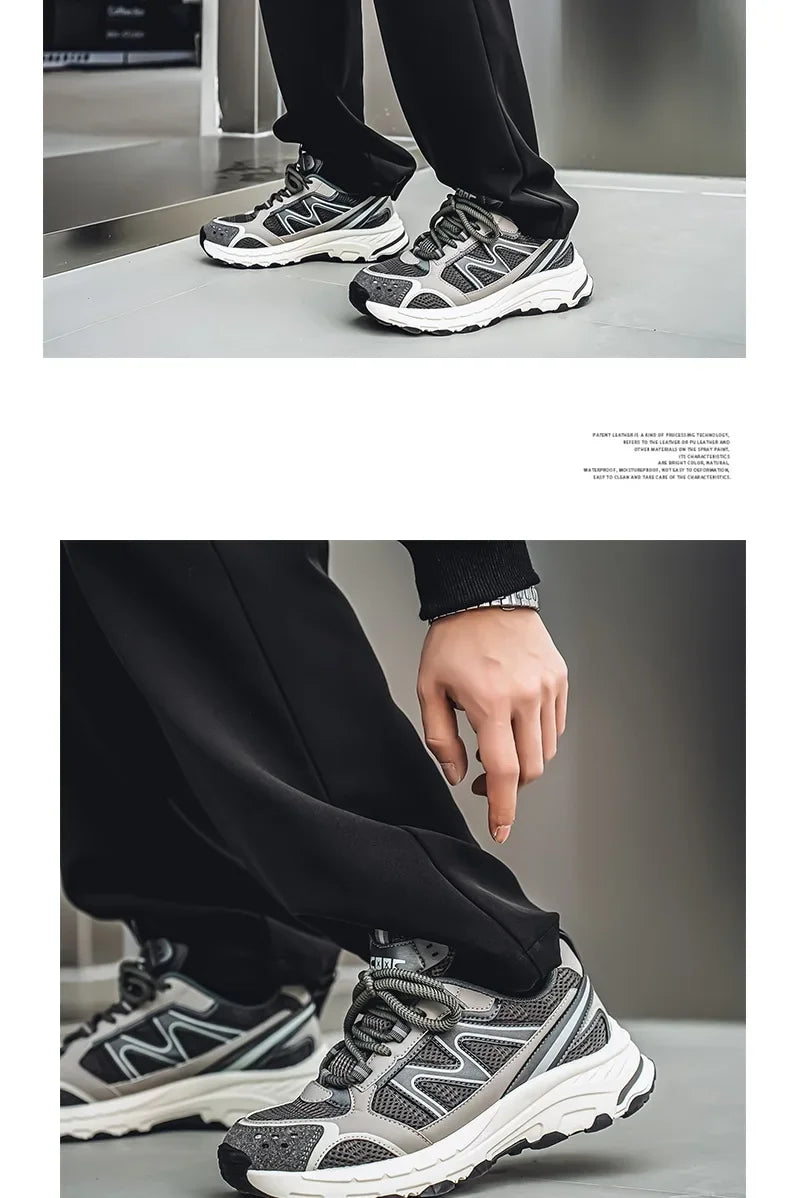 Breathable Outdoor Men's Sport Shoes Summer Trend Dad Sneakers Student Casual Rubber Sole EVA Insole Cotton Lined Net Mesh