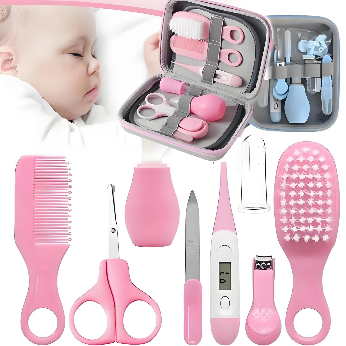 Baby Nail Clipper Care Set Newborn Manicure Set Baby Nail Trimmer Kit Oral Care Hair Brush Comb Professional Nursing Tools