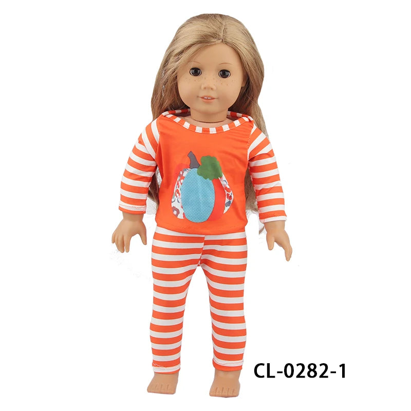 Halloween Doll Clothes Festival Pumpkin, Skeleton Costumes For 18 Inch American&43cm Baby New Born,OG,Life Girl Doll Accessories