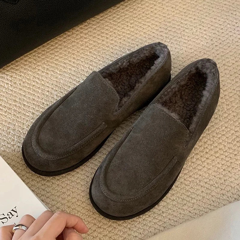 Loafers Shoes for Women Fashion Dress Flats Sport Shoes Suede Casual Warm Winter Boots 2025 New Cozy Walking Femme Snow Botas