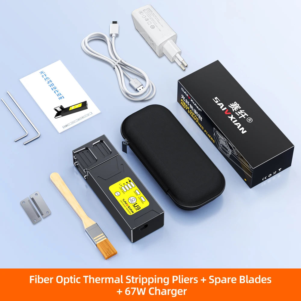 SAIVXIAN U9 Fiber Thermal Stripper Pliers Heated Optical Wire Stripping Slitter Ribbon Fiber Hot Stripper Cable Fusion Tool