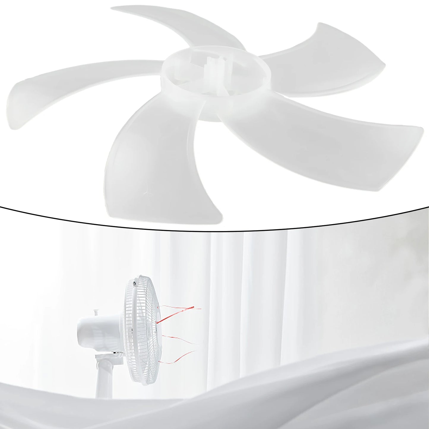 16 Inch Five Leaf Replacement Fan Blade With Nut Cover For Stand Fans And Desk Fans Plastic Material For Household Use