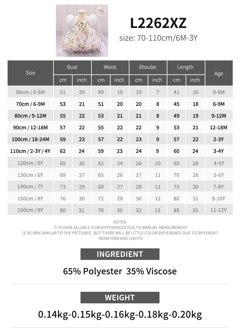 Baby Girl 2pcs Floral Wedding Party Dress Toddler Tulle Princess Gown Girls Summer Holiday Dresses Infant 1st Birthday Costumes