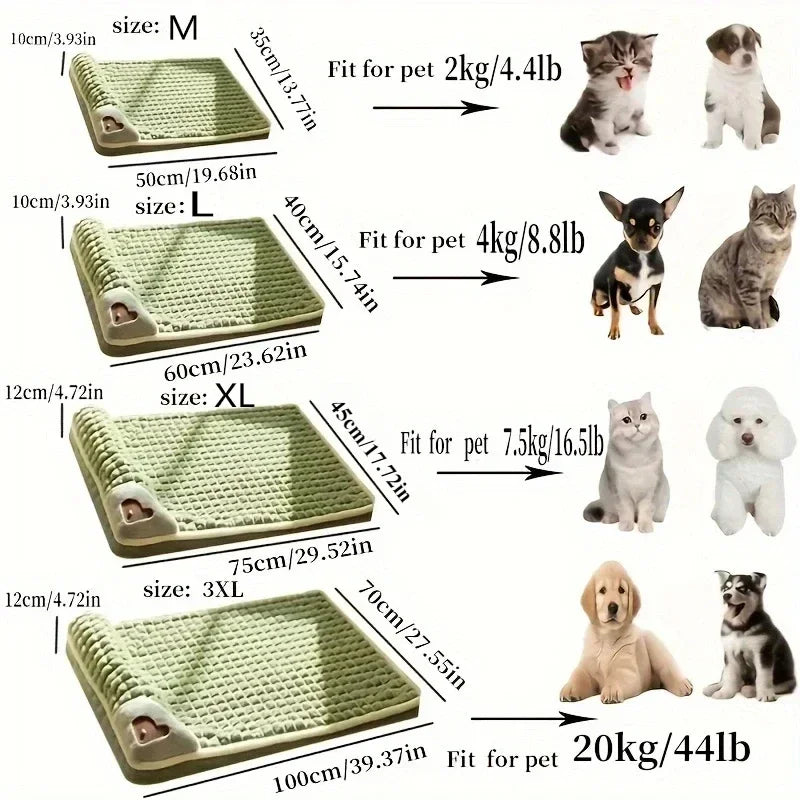 2024 NEW Winter Warm Dog Sleeping Mat Comfortable Dog Bed Plush Pet Mat for Small Medium Large Dogs Square Puppy Bed with Pillow