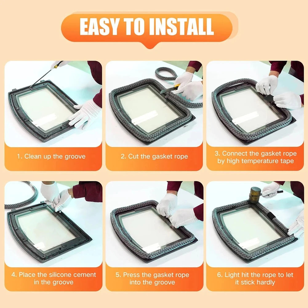 1set 6mm~25mm Fireplace Sealing Rope Wood Stove Door Gasket Rope Seal Replacement Black Gasket Tape Kit For Fireplace Oven