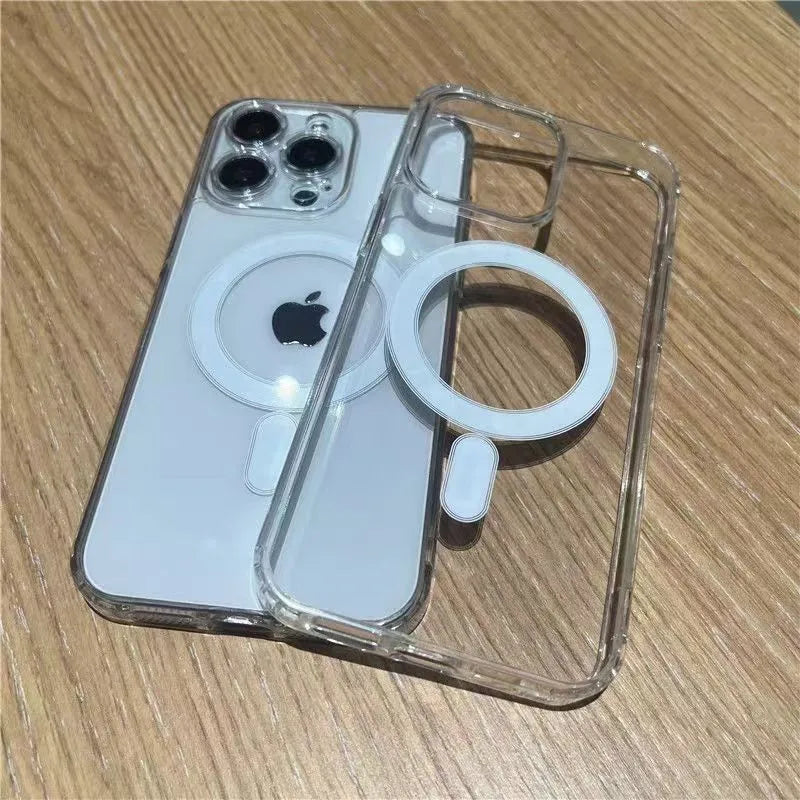 Transparent Magnetic For Magsafe Case For iPhone 17 16 15 14 13 12 Mini 11 Pro Max 14 Plus 16E 17E AIR Wireless Charge Cover