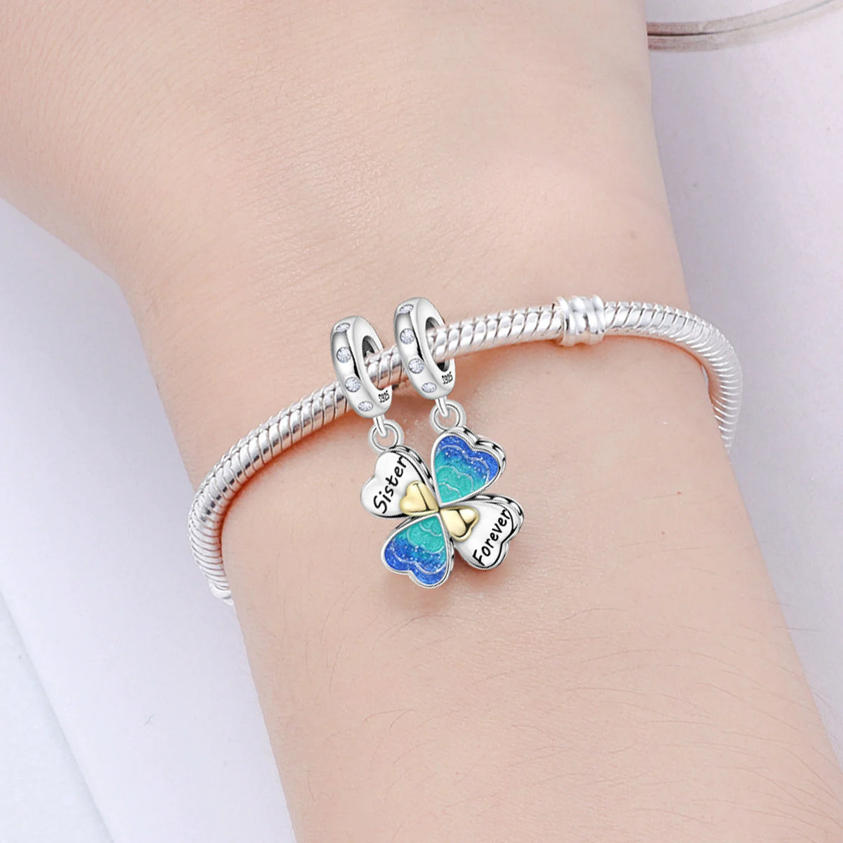 925 Sterling Silver Two-tone Symmetrical Angel Wing Pendant Necklace for Women Lucky Symbol Original Jewelry Party Couple Gift
