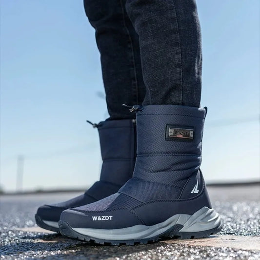Winter Men's Boots Fashion High-top Casual Cotton Boot Thick Fur Plush Warm Snow Boots Non Slip Platform Boots for Men Botas2025