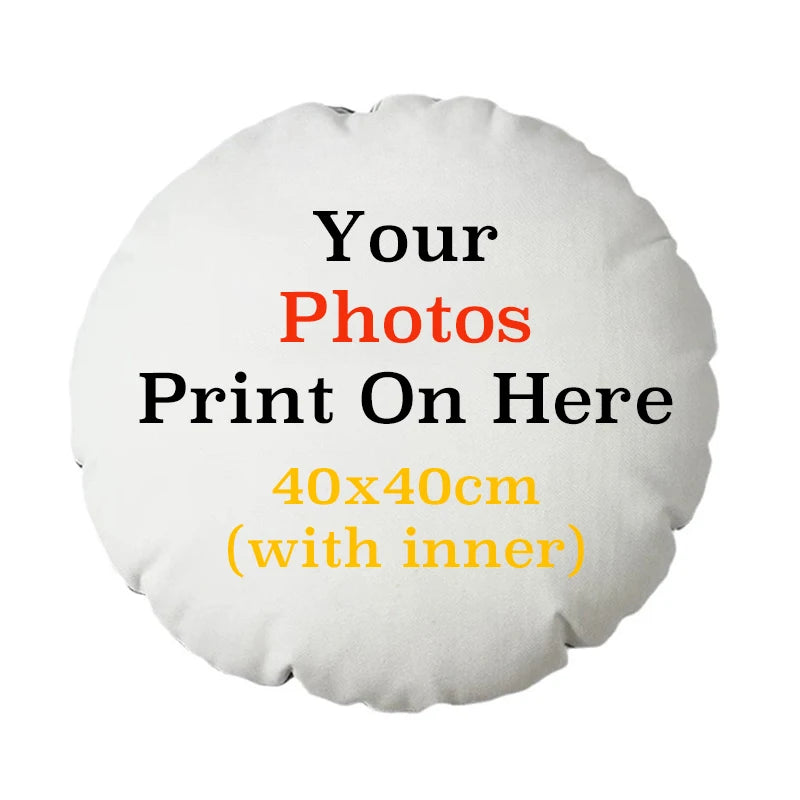 Custom Round Pillow - Customize Photo, Logo, Anime or Idol Picture, Soft Plush Cushion for Home/Car/Office Personalized Gift 1PC