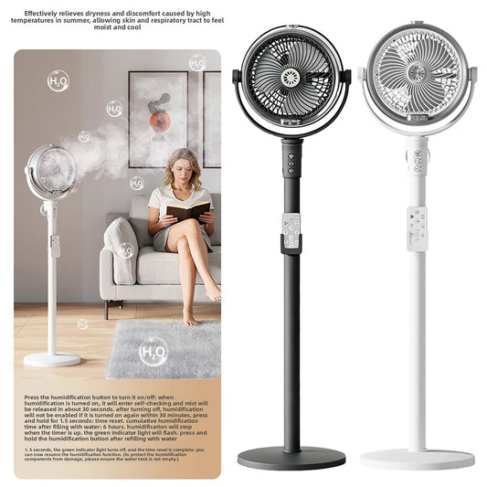 3 In 1 Smart Remote Control Humidifier Floor Fan,Multifunctional Oscillating Standing Desktop Circulating Fan,4 Speed Adjustable