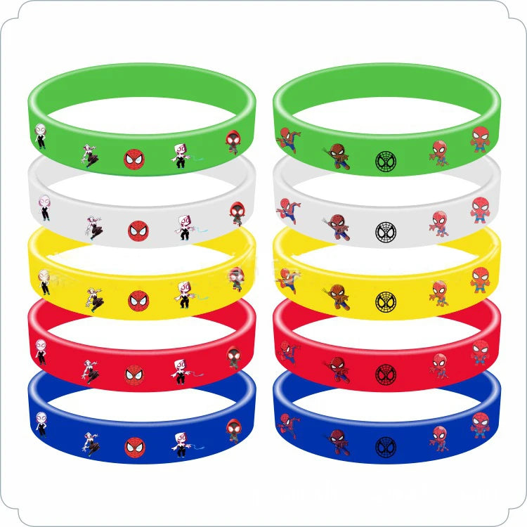 Spiderman Birthday Party Decoration Banner 'Spidey And His Amazing Friends' Silicone Bracelet Tinplate Badge Stickers Gift Bags