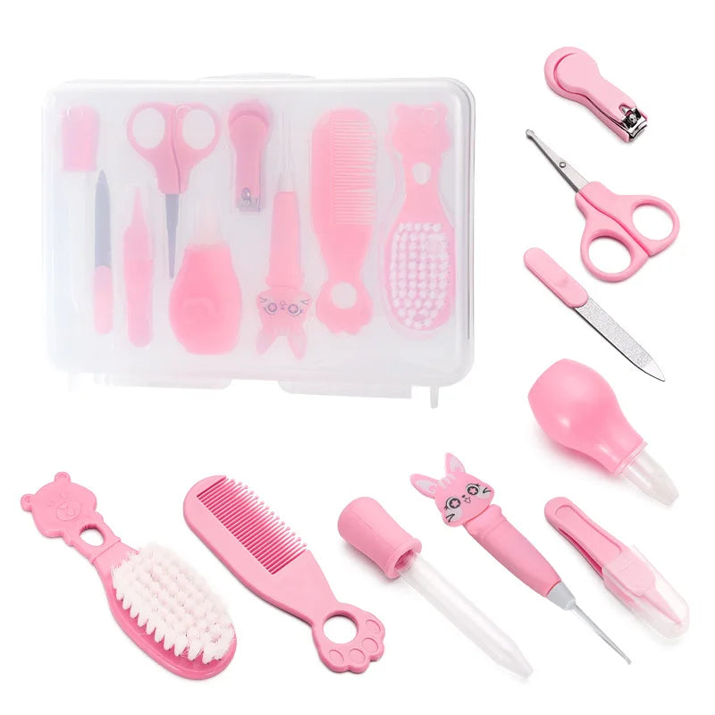 Baby Care Set Baby Nail Clipper Toothbrush Care Tool Comb Brush Organiser 9 Piece Set