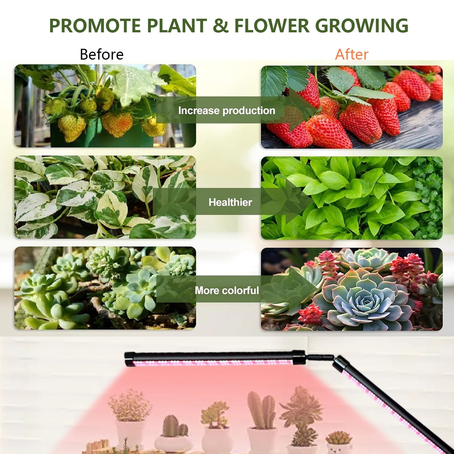 24V 80INCH Indoor Plant Growth Lamp Full Spectrum Seed Plant Lamp with Timer and Three Color Dimmable Floor Plant Growth Lamp