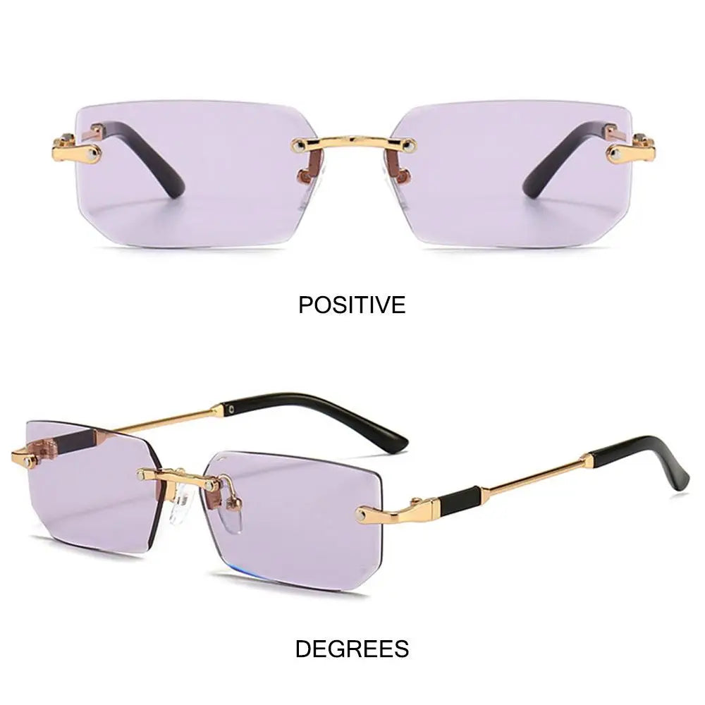 Retro Rimless Sunglasses for Women Men Trendy Frameless Rectangle Sun Glasses Retro Shades Fashion Summer Travel UV400 Eyewear
