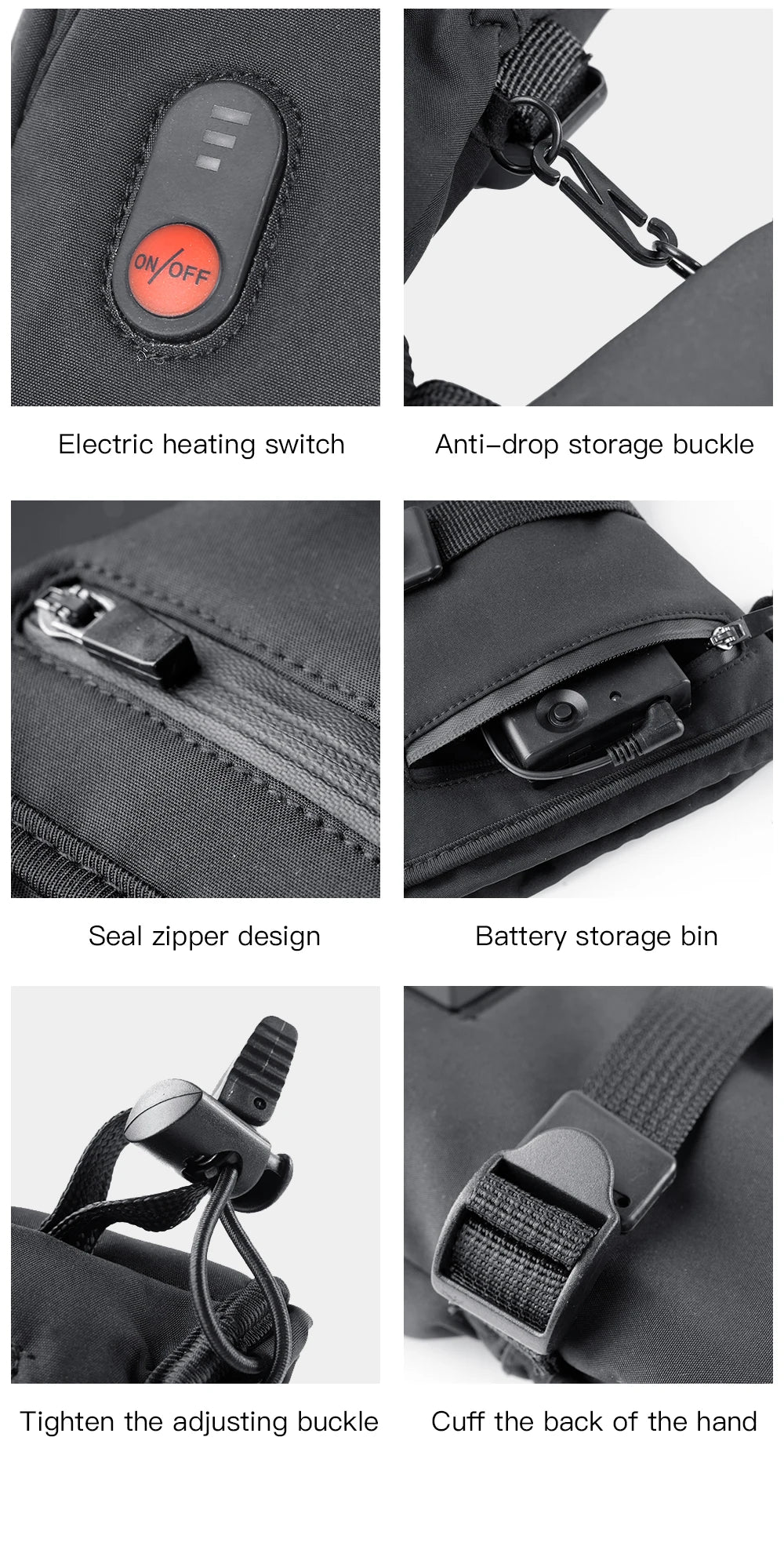 Electric Heated Gloves Motorcycle Winter Moto Heated Gloves Warm Waterproof Rechargeable Heating Thermal Gloves For Snowmobile