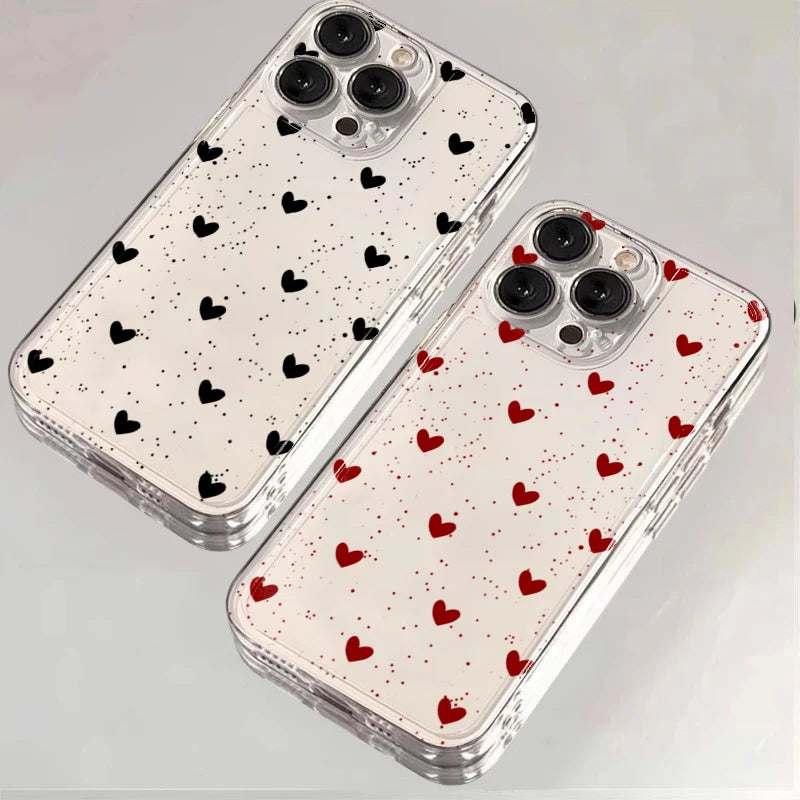 Simple Love Heart Bow Polka Dot Clear Phone Case for Xiaomi 15T Pro POCO F7 X7 X6 X5 F5 F6 Pro Mi 11 Lite 5G 14T 13T 12T Cover