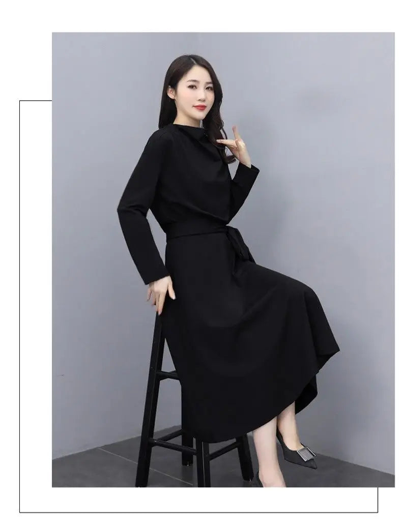 Long Sleeves Dresses Women's Elegant Midi Dresses for Women Womens Office Dress Woman Streetwear Autumn Winter Korean Style New
