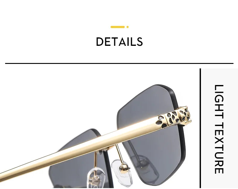 Popular Brand Brown Square Women Sunglasses Fashion Luxury Rimless Rectangle Sun Glasses Female Shades UV400 Vintage Eyewear
