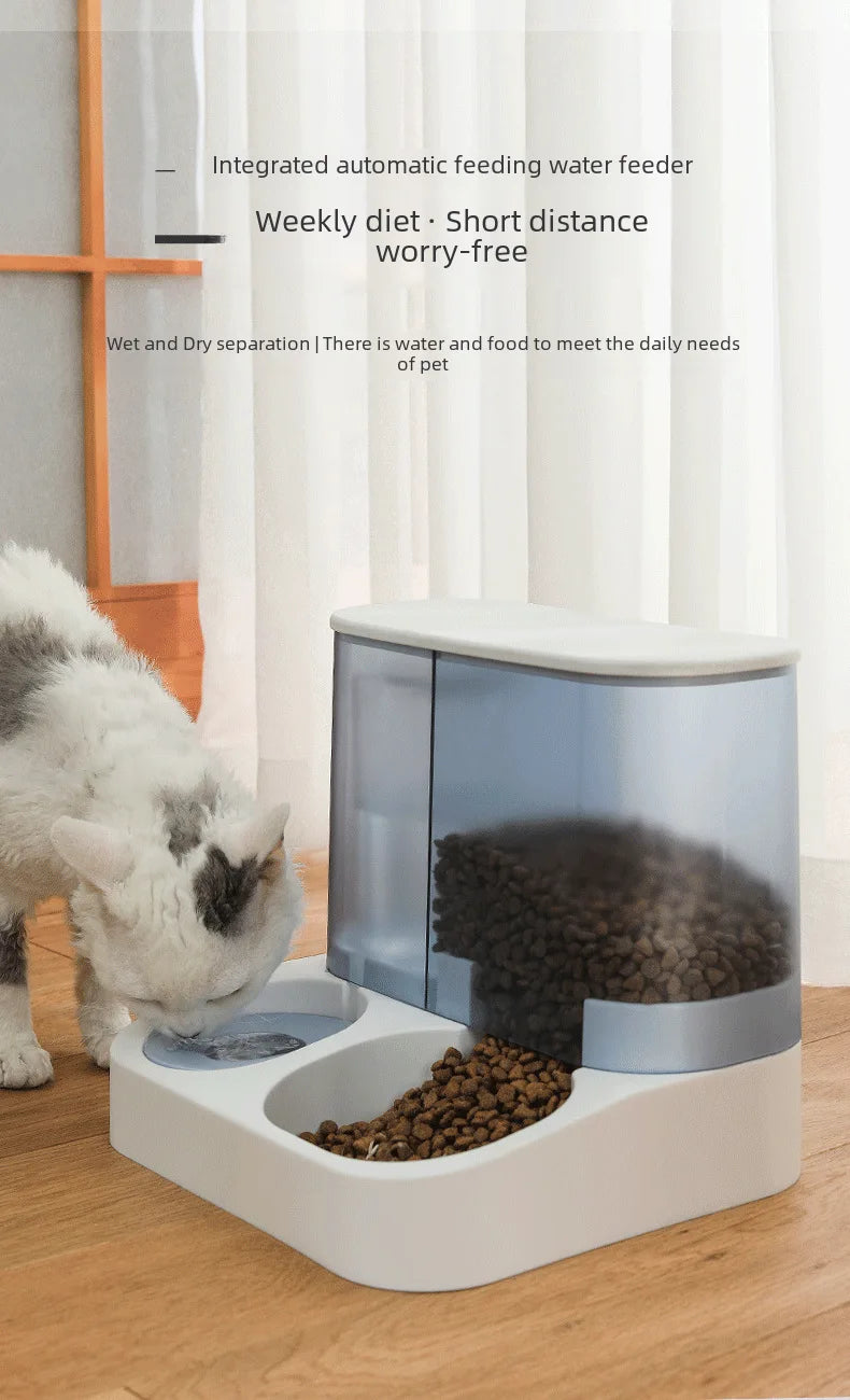 Automatic Dog Water Feeder Integrated Large 2.8L Capacity Transparent Visual Food Storage Bowl Pet Dog Cat Bowl