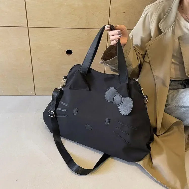 Sanrio large-capacity black travel bag KT business trip luggage bag Hello Kitty bow casual cartoon bag convenient backpack