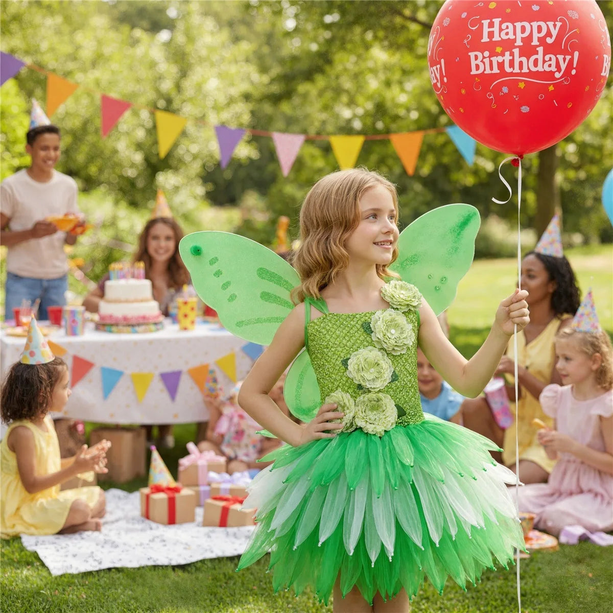 Girls Fairy Costume Princess Dress Kids Butterfly Wing Outfit Tulle Dress Halloween Birthday Party Fancy Dress Carnival Pageant