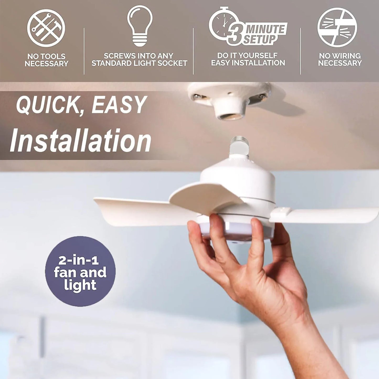 LED Ceiling Fan Light Dimmable 1000LM Screw In Ceiling Fans with LED Lights and Remote for Bedroom Kitchen Living Room