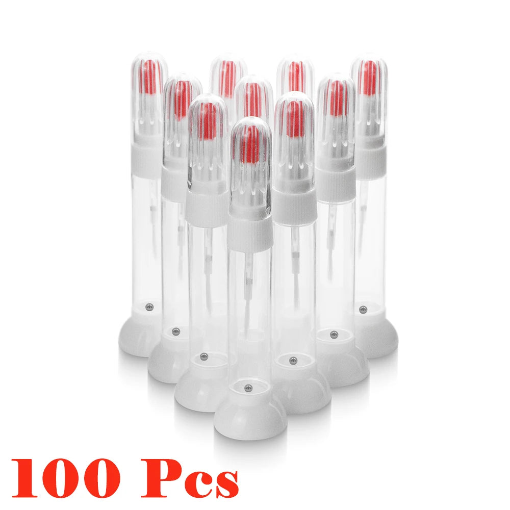 Kimcci Dotted Pen+Drawing Pen Nail Art Tools 2 IN 1 100pcs/lot  Needle Brush Dual-use Empty Bottle