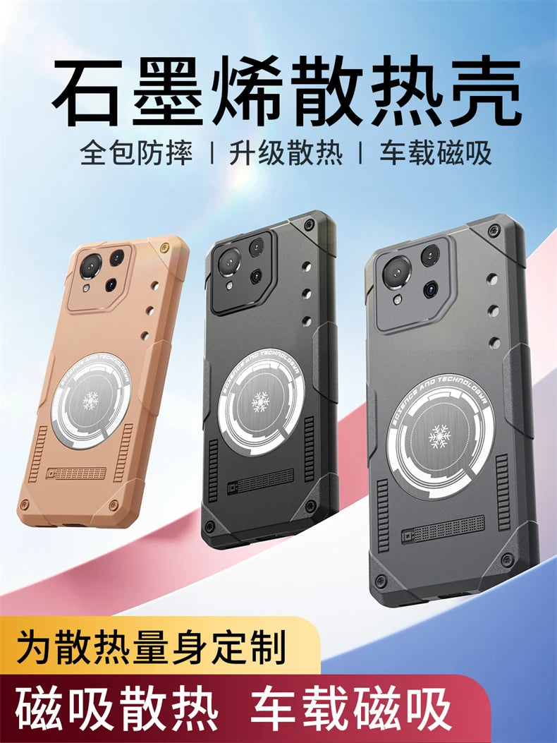 For ASUS ROG Phone 8 Pro Case Magnetic Built in Heat Dissipation Metal Sheet Back Cover For ROG 8 Phone 8Pro Shockproof Bumper