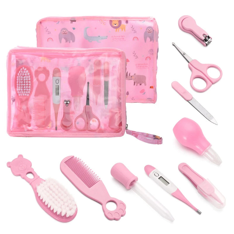 9PCS/Set Baby Health Care Kit Kids Nail Hair Health Care Thermometer Grooming Brush Clipper Teether Toothbrush Baby Essentials