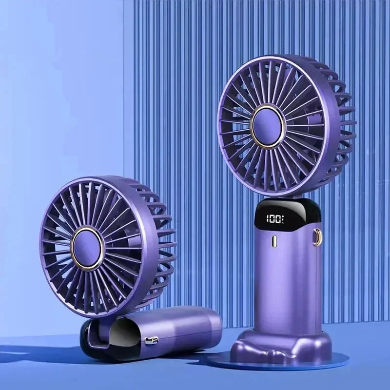 5-Speed Portable Handheld Mini Fan Foldable Neck Hanging Fans USB Rechargeable Fan with Phone Stand and Display Screen fan