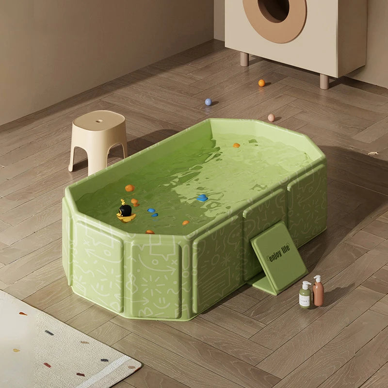 1pc Kids portable thick folding bathtub, Can be used  sitting or lying, for 0-8 years old children newborns suitable for travel