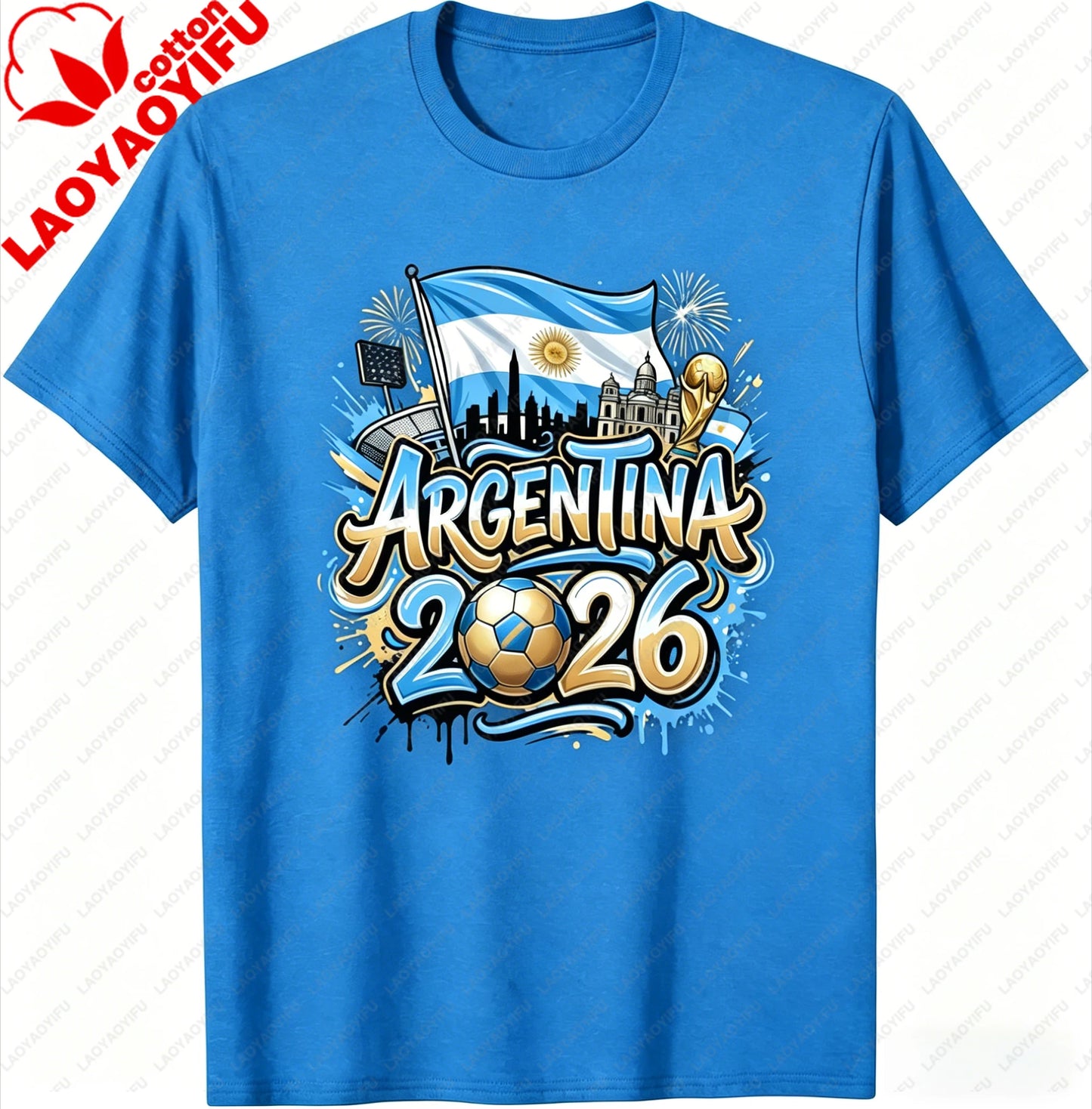 Unisex Argentina 2026 Soccer Tee Vintage Style Graphic Football Fan Supporter Casual Streetwear Top
