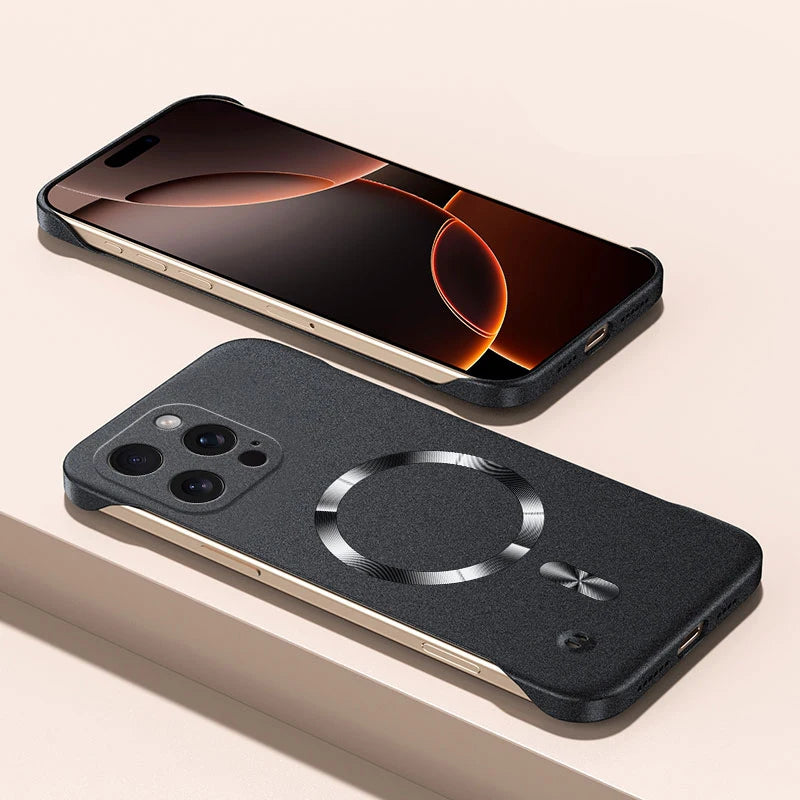 Magnet Frameless Sand Rock Matte Case For Magsafe iPhone 17 Air 16 16E 15 14 13 12 11 Pro X XR XS Max Plus Mini Ultra Thin Cover