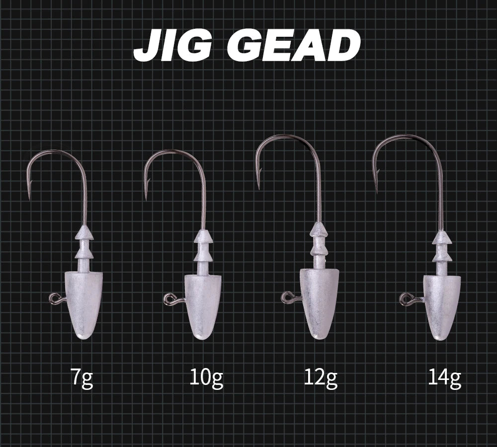 Hunthouse 7g 10g 12g 14g Dart Jig Head Fishing Hook For Soft Lure Sharp High Carbon Steel Fishhooks Equipment Gear Tackle LW308