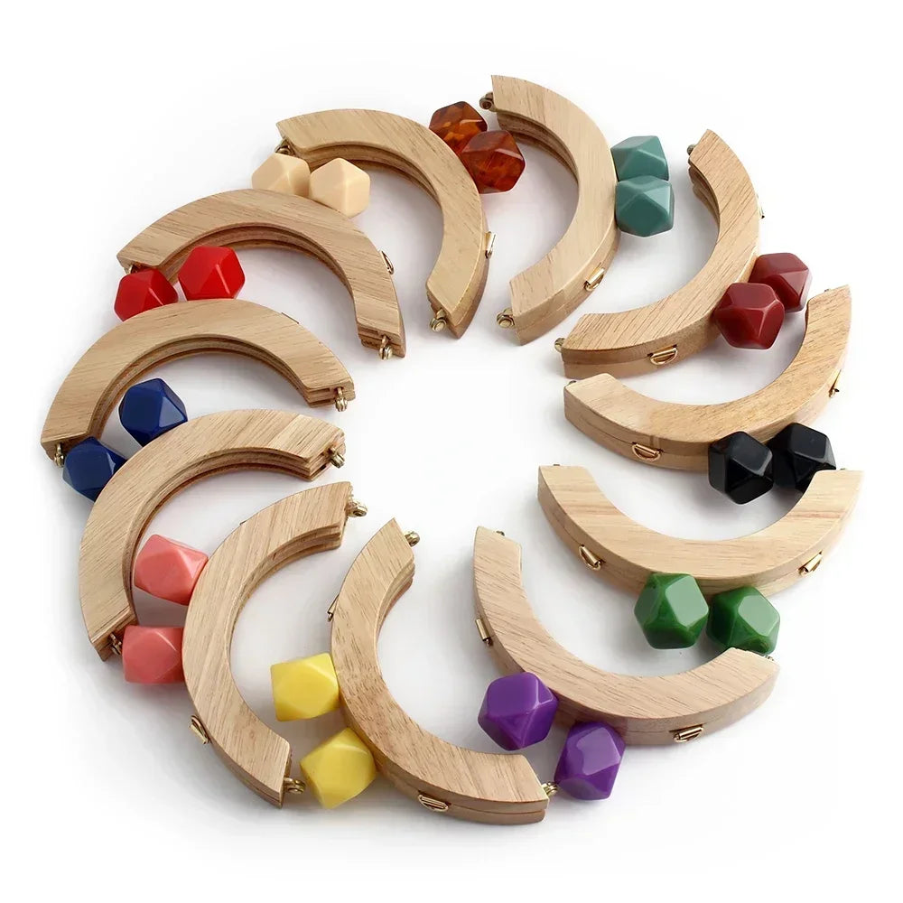 Nolvo World Wooden Bag Handle Closure Kiss Clasp Purse Screws Frame Replace Handbags Wallets Brackets DIY Sewing Accessories