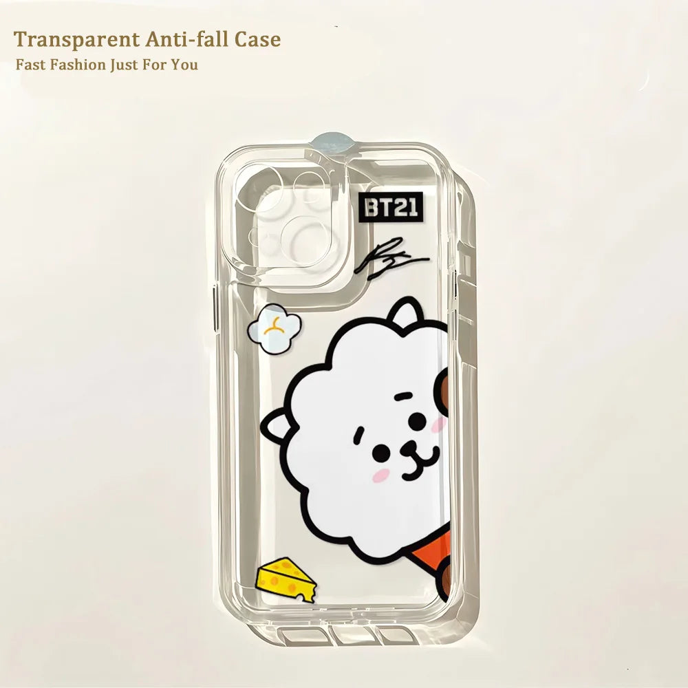 Cute Cartoon -Y-BT-21-Phone Case For iPhone 17 16e 16 15 14 13 12 11 Mini Air Pro Max X XR 7 8 Plus Transparent Soft Back Cover