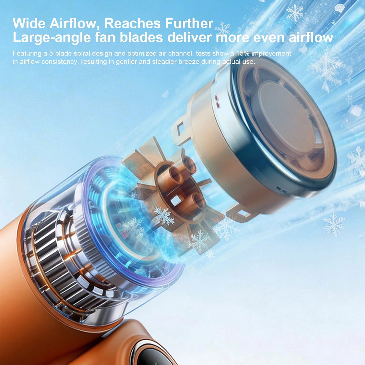 Portable Clip-On Mini Fans Adjustable 5-Speed Portable Fan with LED Display for Outdoor Travel Office Travel Accessories Gift