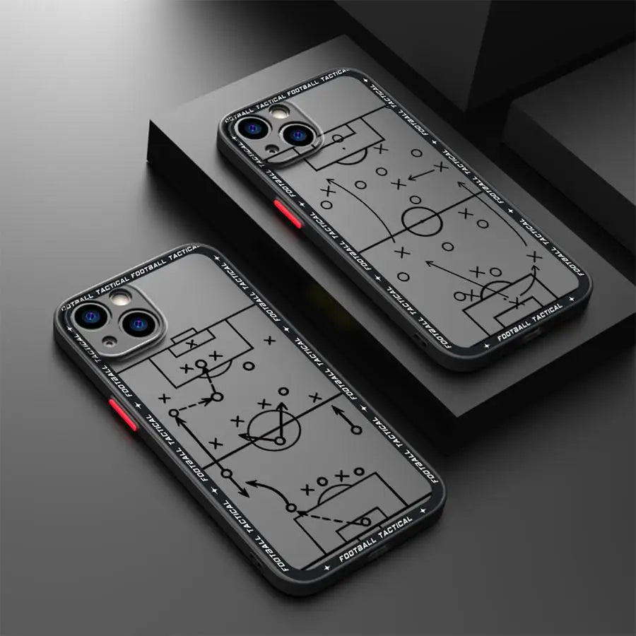 Football Tactical Guidelines Funda Back Phone Cover Case for iPhone 17 Pro Max 11 XS XR 16 Plus 15 14 12 Air 7 8 SE 13 Mini