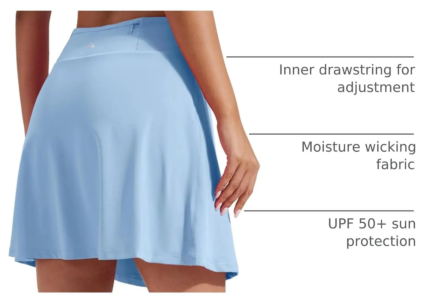 Pioneer Camp Women's 18" High Waisted Tennis Skort with Built-in Shorts & Pockets, Golf Athletic Long Skirt for Tennis Running W
