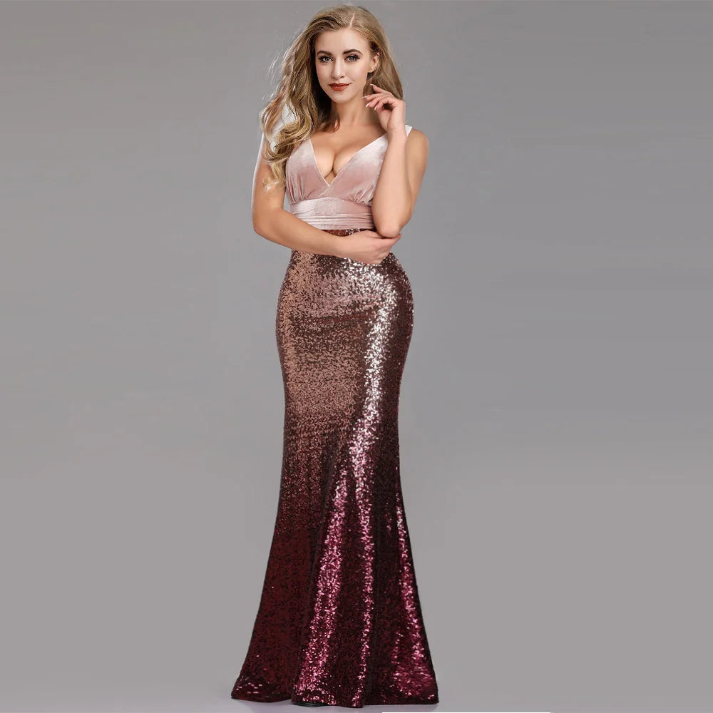 Sexy vintage Maxi Sequin cocktail Dress bridesmaid Prom Dresses for Women Casual Party Long sleeve club Bodycon Dress vestidos
