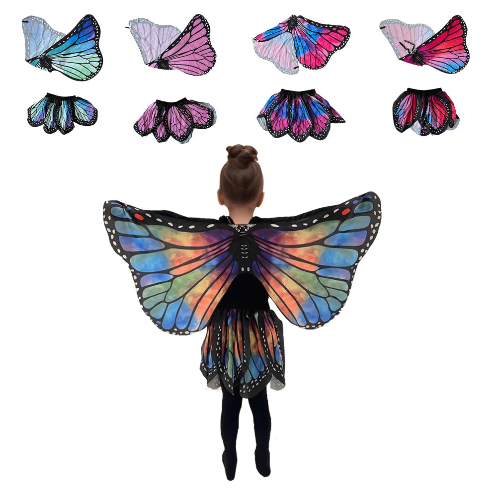 Halloween Kids Butterfly Costume Girl Fairy Butterfly Wings Blue Pink Purple Costume