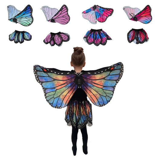 Halloween Kids Butterfly Costume Girl Fairy Butterfly Wings Blue Pink Purple Costume