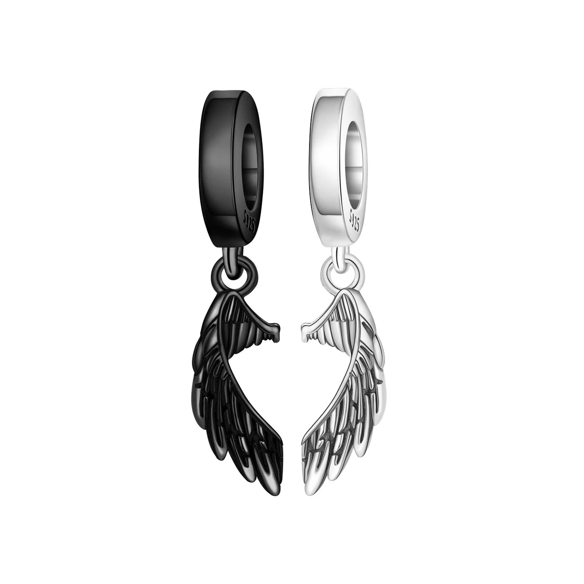 925 Sterling Silver Two-tone Symmetrical Angel Wing Pendant Necklace for Women Lucky Symbol Original Jewelry Party Couple Gift