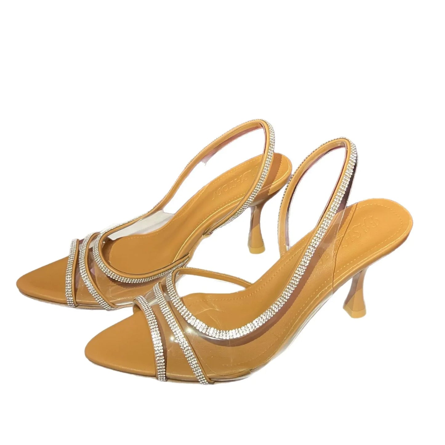 Transparent Water Diamond Women's Sandals Summer 2025 New Style Versatile Fish Mouth Pointed Toe Elegantly Exposed Toe Stiletto