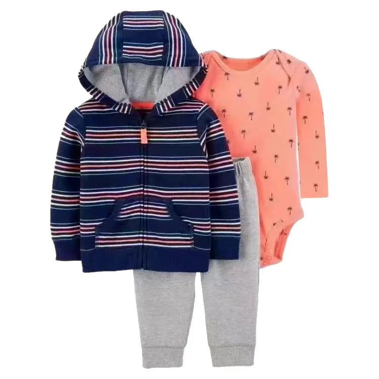 3-piece Suit Summer Baby Clothes Sets Baby Short Sleeve Shorts Cover Clothes Cute Girls Bebe Children Cotton 100% Clothing 6-24M