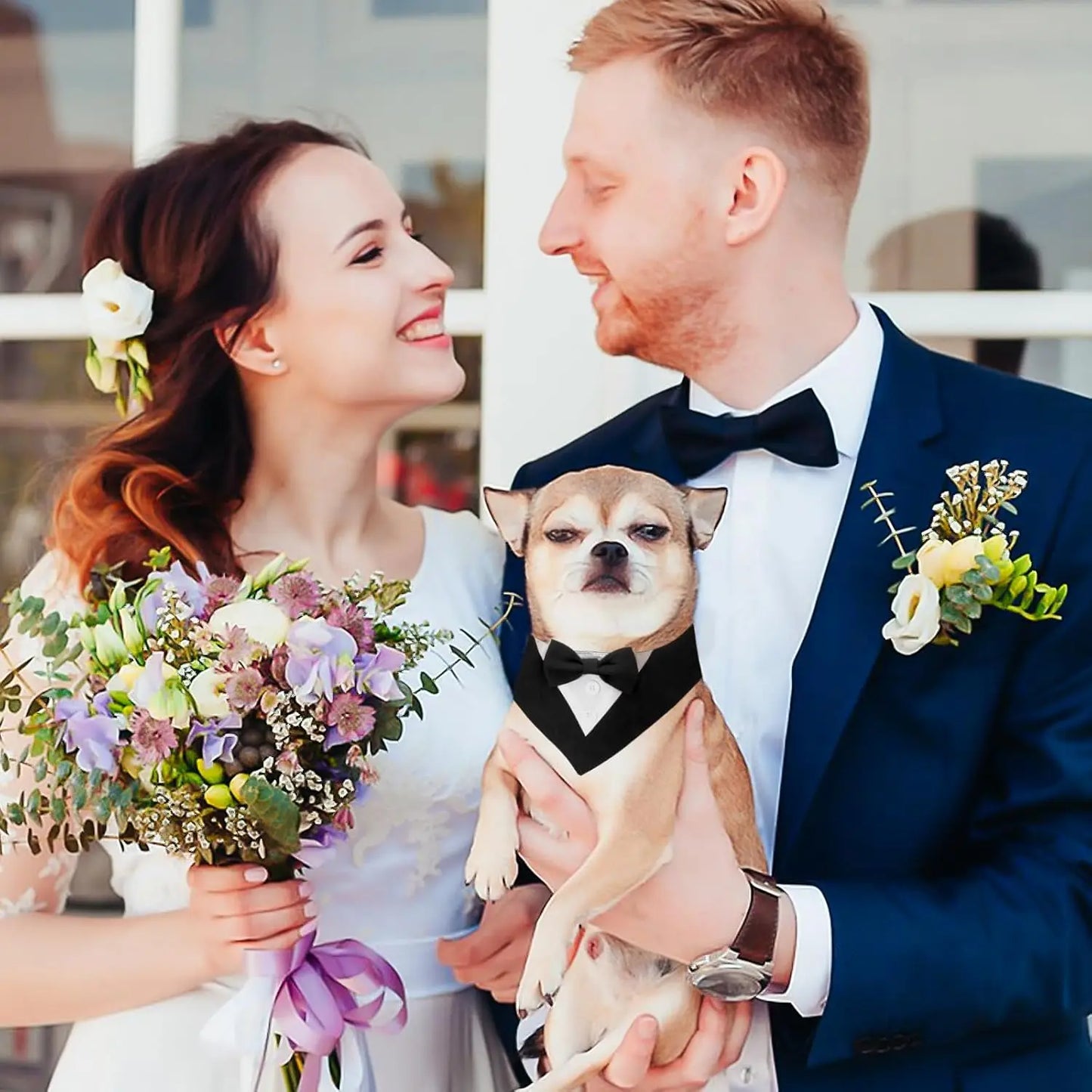 Sucado Handsome Wedding Pet Dog Bandana Elegant Suit Bowtie Luxury Triangular Scarf Collar Engagement Party Gifts Accessories